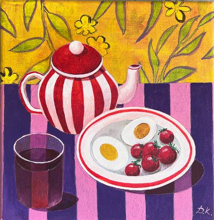 Даниелла Климашевская (Картина, живопись - 
                  30 x 30 см) Чайник с каркаде