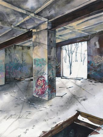 Ольга Безлепкина (Авторская графика - 
                  30 x 40 см) Стены 5