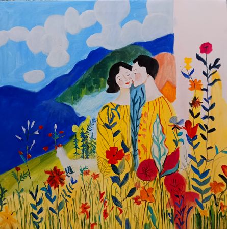 Ольга Чужакова (Картина, живопись - 
                  50 x 50 см) Свидание
