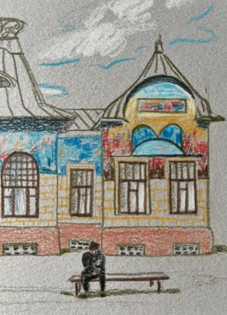 Елизавета Тарасова (Авторская графика - 
                  21 x 15.8 см) Дом Шаронова в Таганроге
