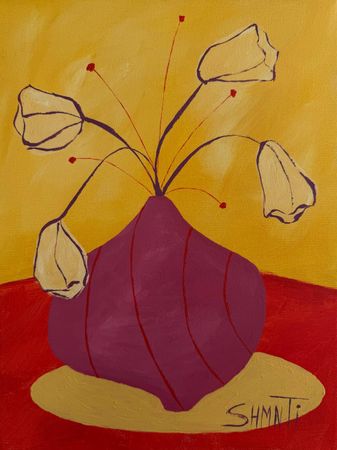 Shomina Ti (Картина, живопись - 
                  30 x 40 см) Ваза с Желтыми Тюльпанами