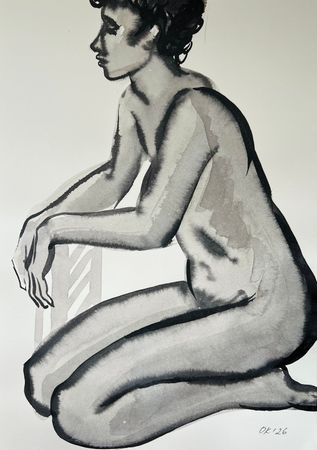 Ольга Кожевникова (Авторская графика - 
                  21.1 x 29.8 см) Сидящий