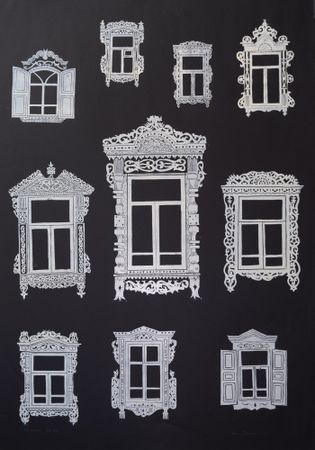 Кузьма Григорьев (Графика печатная - 
                  70 x 100 см) Наличники