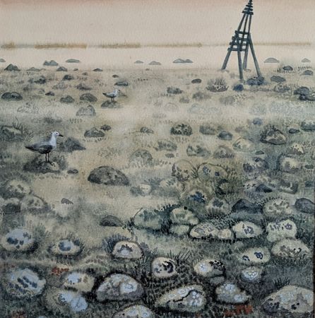 Екатерина Маланьина (Авторская графика - 
                  37 x 40 см) Камни, море, чайки...