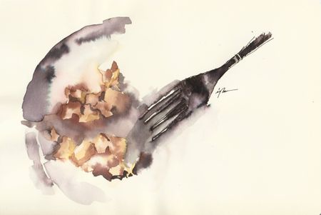 Виктория Зарецкая (embrassé par la muse) (Авторская графика - 
                  20.6 x 13.9 см) Остатки шарлотки