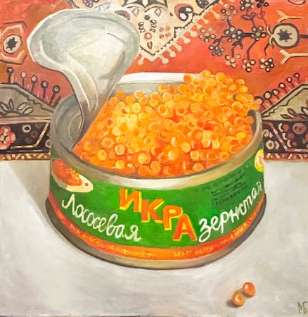 Мария Буртова (Картина, живопись - 
                  80 x 80 см) Лососевая, зернистая