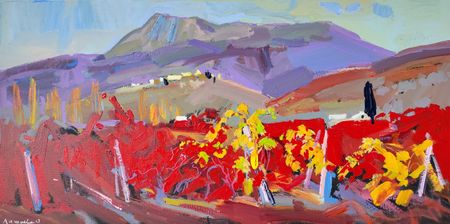 Олеся Лишаева (Картина, живопись - 
                  80 x 40 см) Красные виноградники