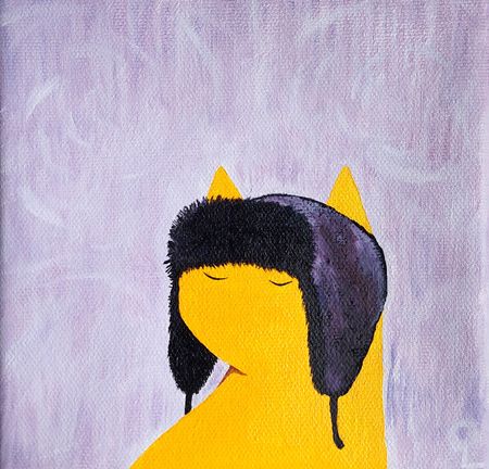 Оливия Лем (Картина, живопись - 
                  15 x 15 см) Фабио в ушанке