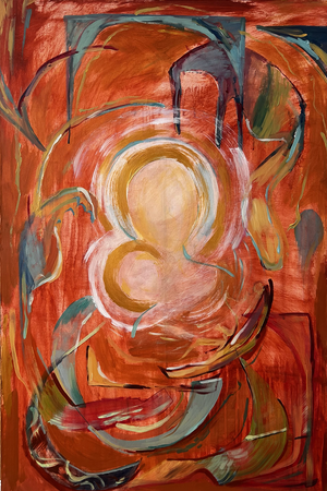 Кира Мрик (Картина, живопись - 
                  80 x 120 см) Символы. Богоматерь & младенец