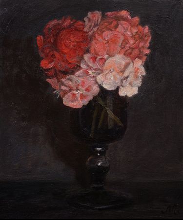 Ольга Менжилий (Картина, живопись - 
                  25 x 30 см) Разноцветная герань