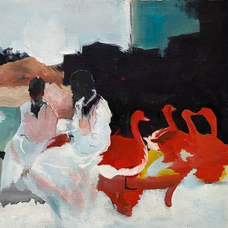 Елена Троянская (Картина, живопись - 
                  30 x 30 см) Беседа Сомолона с царицей Савской