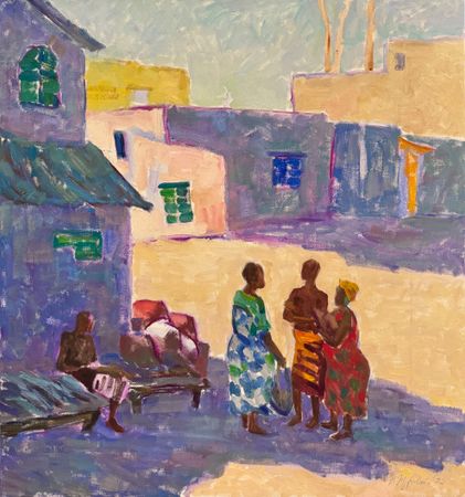 Наталья Журавлева (Картина, живопись - 
                  70 x 75 см) Центральный рынок. Маврикий