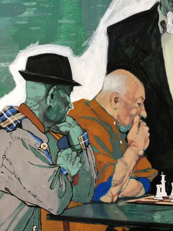 Надежда Болдина (Картина, живопись - 
                  150 x 120 см) Игроки в шахматы