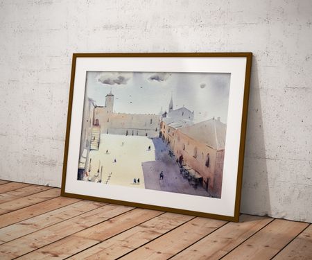 Дарья Парий (Авторская графика - 
                  37.5 x 30.2 см) Пьяцца-дель-Пополо, Тоди, Италия