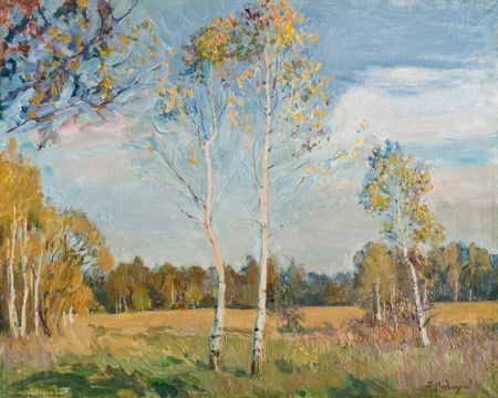 Николай Водолазский (Картина, живопись - 
                  50 x 40 см) Осень. Молодые берёзки