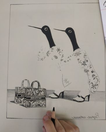 Наталья Лотарева (Графика печатная - 
                  35.5 x 47 см) "Редкие птицы" №14