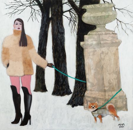 Андрей Аверьянов (Картина, живопись - 
                  80 x 80 см) Зима в парке