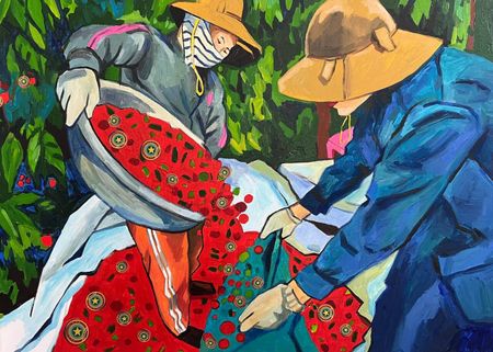Лена Запрудских (Картина, живопись - 
                  70 x 50 см) Сбор урожая во Вьетнаме