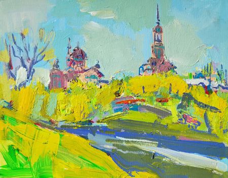 Олеся Лишаева (Картина, живопись - 
                  50 x 40 см) Борисоглебский монастырь в Торжке