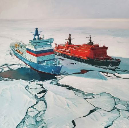 Татьяна Павлова (Картина, живопись - 
                  130 x 130 см) Покорители Севера