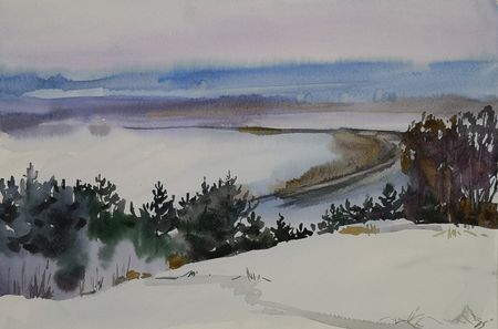Елена Санина (Авторская графика - 
                  36 x 24 см) Январский этюд