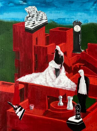 Надежда Богомолова (Картина, живопись - 
                  60 x 80 см) Эндшпиль на красной вилле