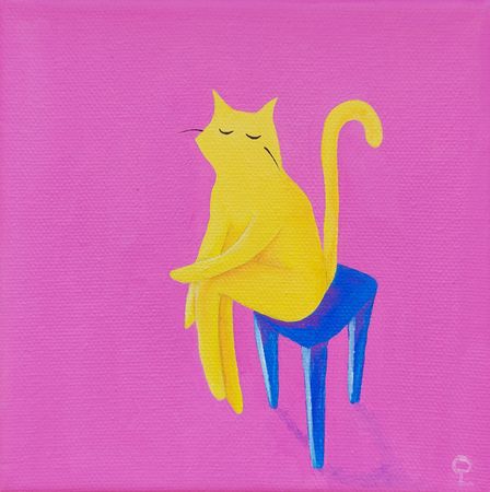 Оливия Лем (Картина, живопись - 
                  15 x 15 см) Фабио на стуле