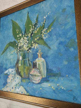 Елена Санина (Картина, живопись - 
                  40 x 40 см) Ландыши