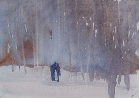 Елена Санина (Авторская графика - 
                  30 x 21 см) Двое