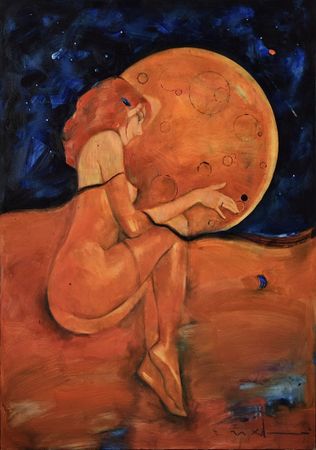Илья Хахарев (Картина, живопись - 
                  95 x 130 см) Земля и Луна