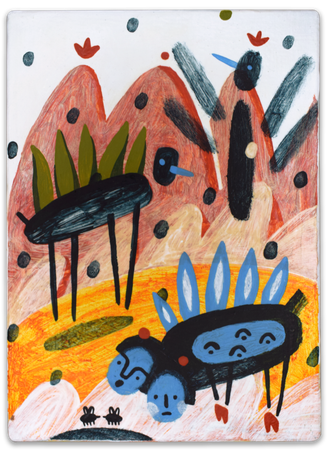 Лена Романовская (Картина, живопись - 
                  13 x 18 см) Движ