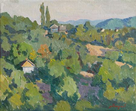 Николай Водолазский (Картина, живопись - 
                  30 x 24 см) Горный посёлок