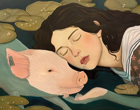 Нина Григель (Картина, живопись - 
                  90 x 70 см) Смотря какой бисер, смотря какая свинья