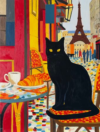 Елена Полищук (Картина, живопись - 
                  60 x 80 см) Месье Нуар и утренний кофе