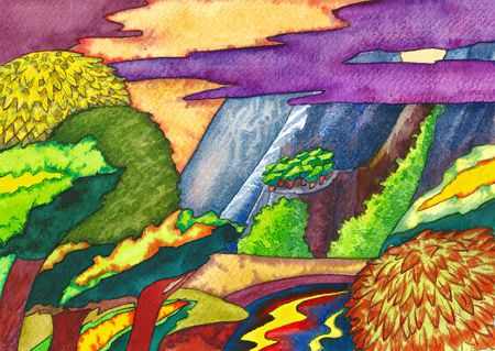 Александра Ларионова (Авторская графика - 
                  22 x 15.5 см) Горная река