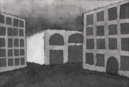 Олег Хвостов (Авторская графика - 
                  19 x 13 см) Городской пейзаж