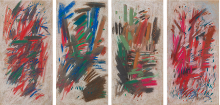 Олег Агафонов (Авторская графика - 
                  168 x 83.5 см) Квадриптих "Струны к Дворжаку"