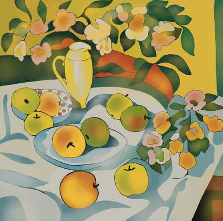 Нина Цориева (Картина, живопись - 
                  70 x 70 см) Желтый натюрморт
