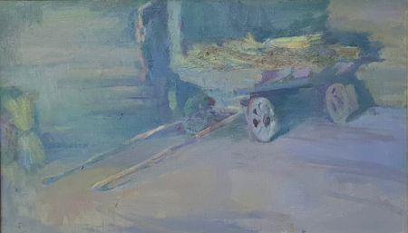 Мария Волкова (Картина, живопись - 
                  60 x 30 см) Телега в гумне