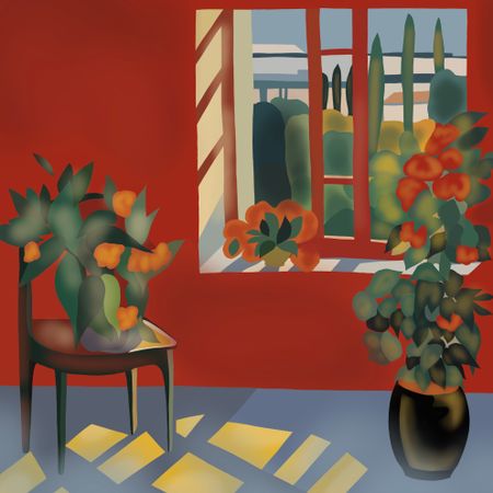 Нина Цориева (Картина, живопись - 
                  70 x 70 см) Красная комната