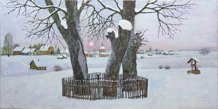 Андрей Аверьянов (Картина, живопись - 
                  120 x 60 см) Зима в деревне