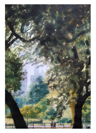 Александр Кормилицын (Авторская графика - 
                  29.5 x 42 см) Майский день в Центральном парке