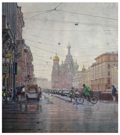 Константин Амелин (Авторская графика - 
                  54 x 61 см) Храм Спаса на Крови