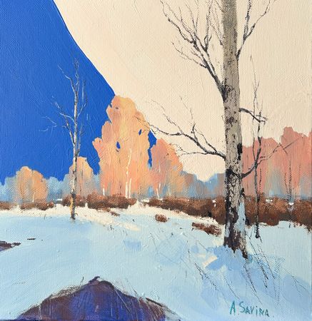Александра Савина (Картина, живопись - 
                  40 x 40 см) Зима в январе
