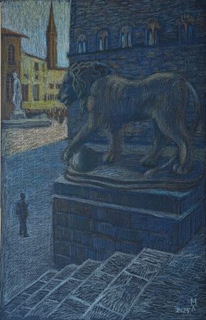 Екатерина Маланьина (Авторская графика - 
                  29 x 44 см) Лев зимой