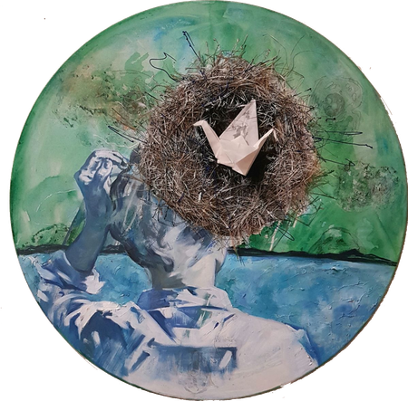 Александра Ефимова (Картина, живопись - 
                  60 x 60 см) Журавлик