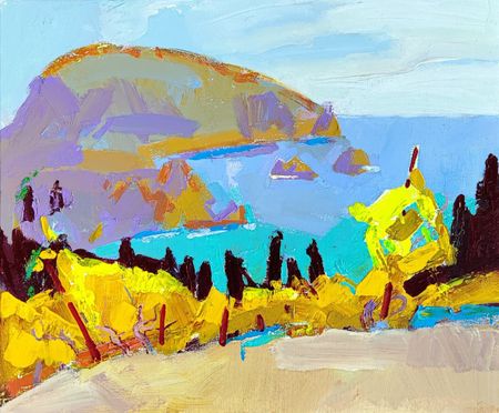 Олеся Лишаева (Картина, живопись - 
                  60 x 50 см) Желтые виноградники и Медведь-гора