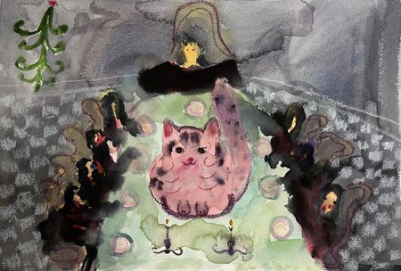 Каролина Росляк (Авторская графика - 
                  39 x 27 см) Кот к столу