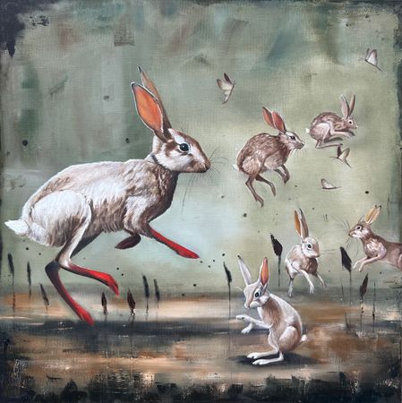 Нина Григель (Картина, живопись - 
                  60 x 60 см) Безумные кролики