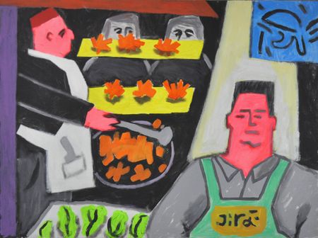 Любовь Лисицына (Картина, живопись - 
                  120 x 90 см) Продавцы сладостей